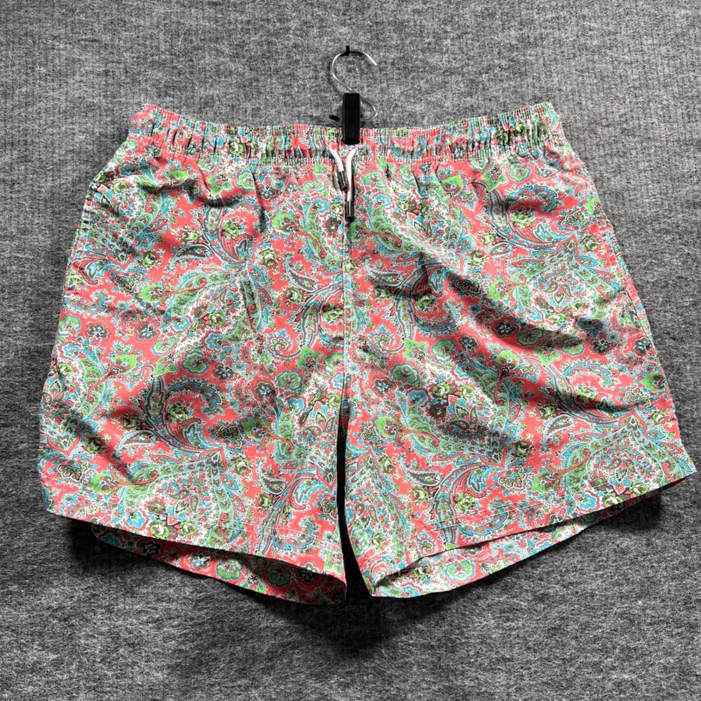 98 Coast Av Mens XXXL Paisley Swim Trunks Pink Green Mesh Lined Shorts